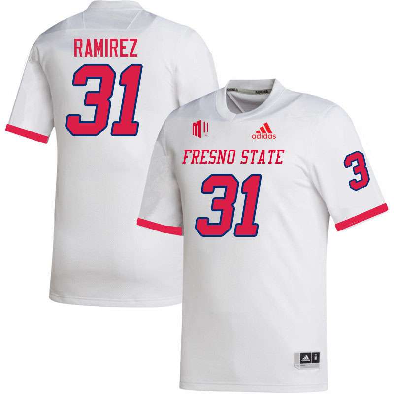 Men #31 Brandon Ramirez Fresno State Bulldogs College Football Jerseys Stitched Sale-White - Click Image to Close